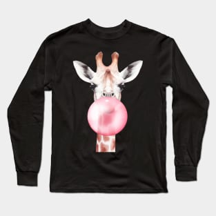 Funny Bubblegum Giraffe Long Sleeve T-Shirt